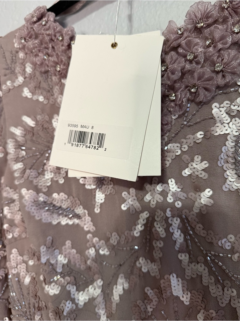 Mac Duggal Dusty Mauve Beaded Long-Sleeve Midi Dress - Picture 4 of 6